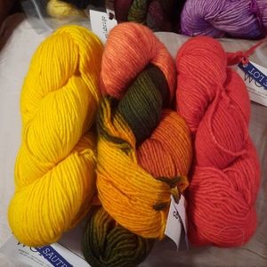 3 NEW Skeins Malabrigo Worsted Merino Wool Yarn Sauterne, Candy Apple, Snowbird